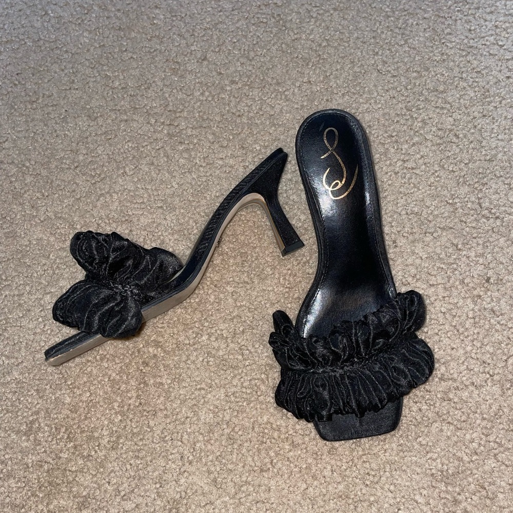 Sam Edelman Black Frilly Heeled Sandal